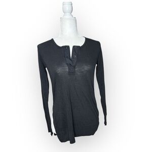 Rag & Bone Black Henley with Side Slit Size XS